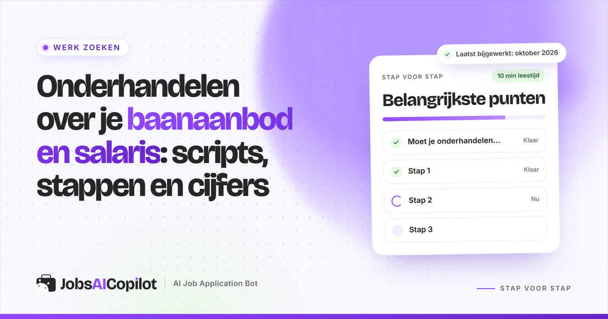 Kandidaat bekijkt een schriftelijk baanaanbod en bereidt met salarisgegevens van de markt een tegenvoorstel voor
