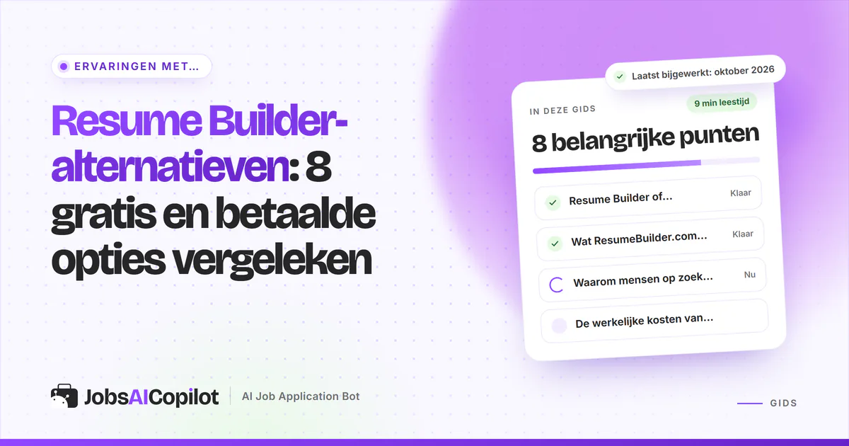 Lijst met Resume Builder-alternatieven op een JobsAICopilot-cover