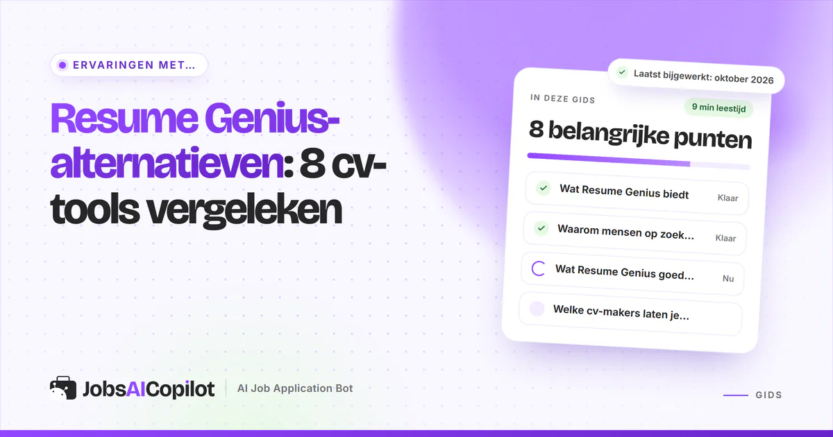 Lijst met Resume Genius-alternatieven op een JobsAICopilot-cover
