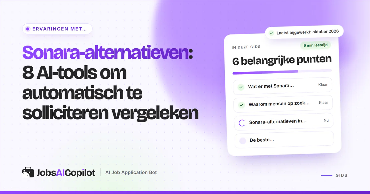 Sonara-alternatieven: JobsAICopilot, LoopCV, FastApply en Wobo op een violette JobsAICopilot-cover