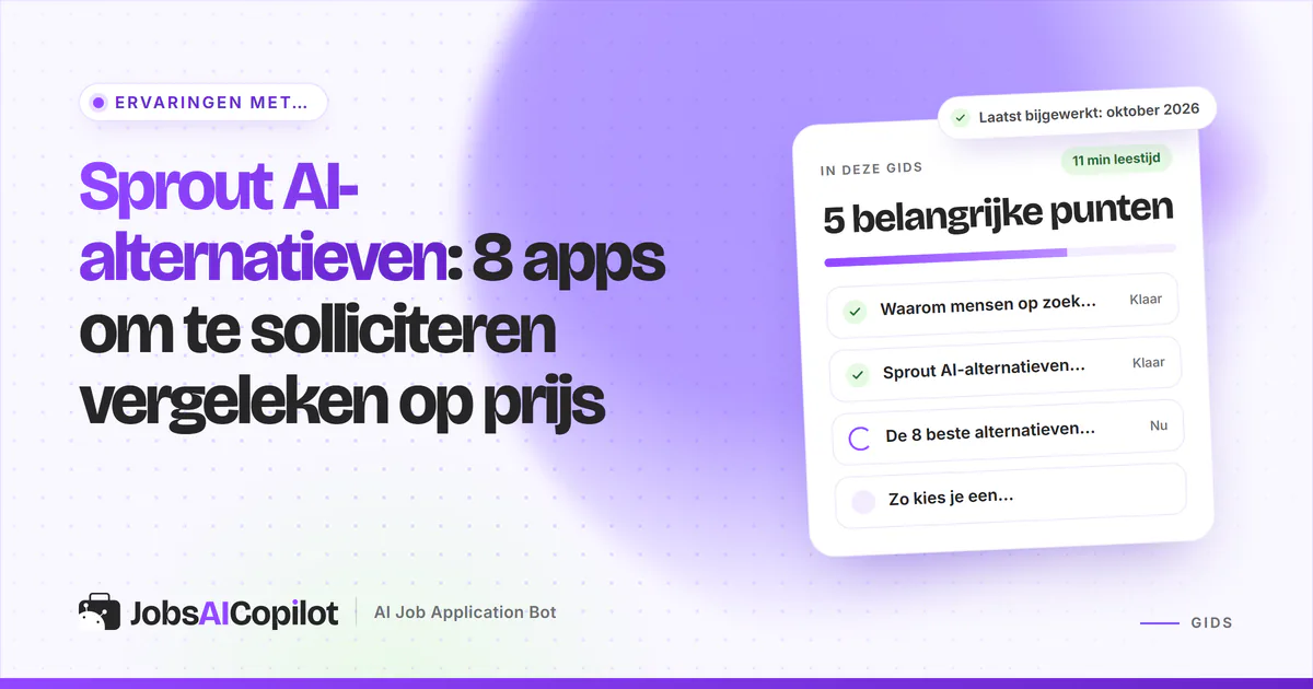 Sprout AI-alternatieven: acht tools om te solliciteren vergeleken op prijs per sollicitatie, op een violette cover