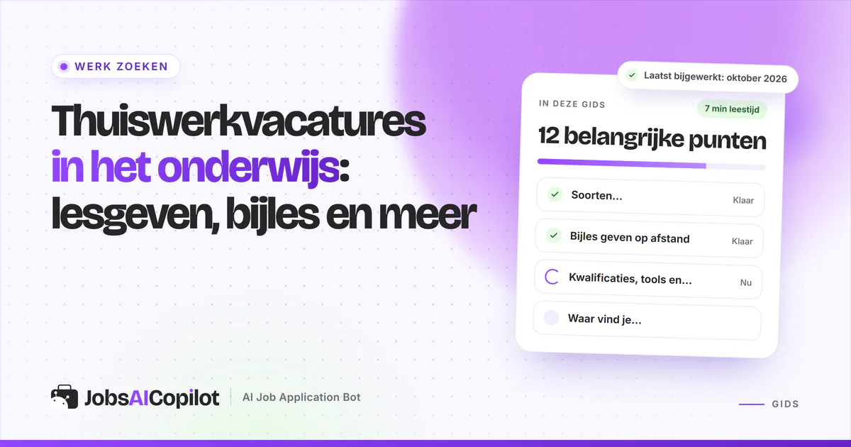 Thuiswerkvacatures in het onderwijs: vacatureradar met functies als online bijlesdocent wiskunde en Engels op een cover