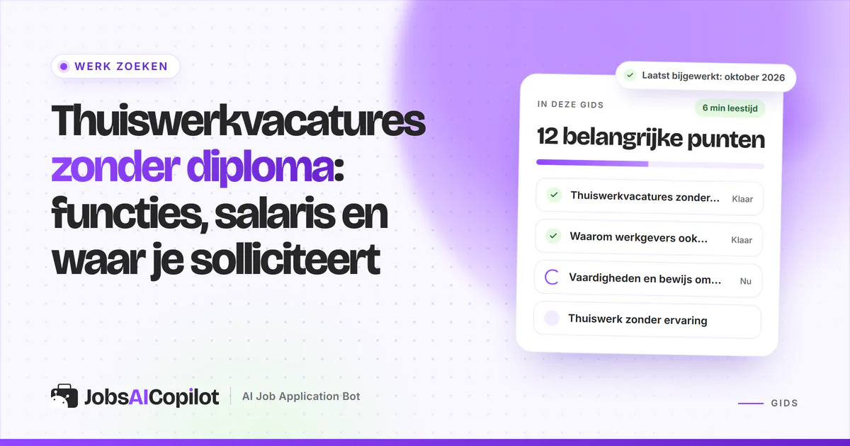 Thuiswerkvacatures zonder diploma: vacatureradar met functies als virtueel assistent en data-invoerder op een cover