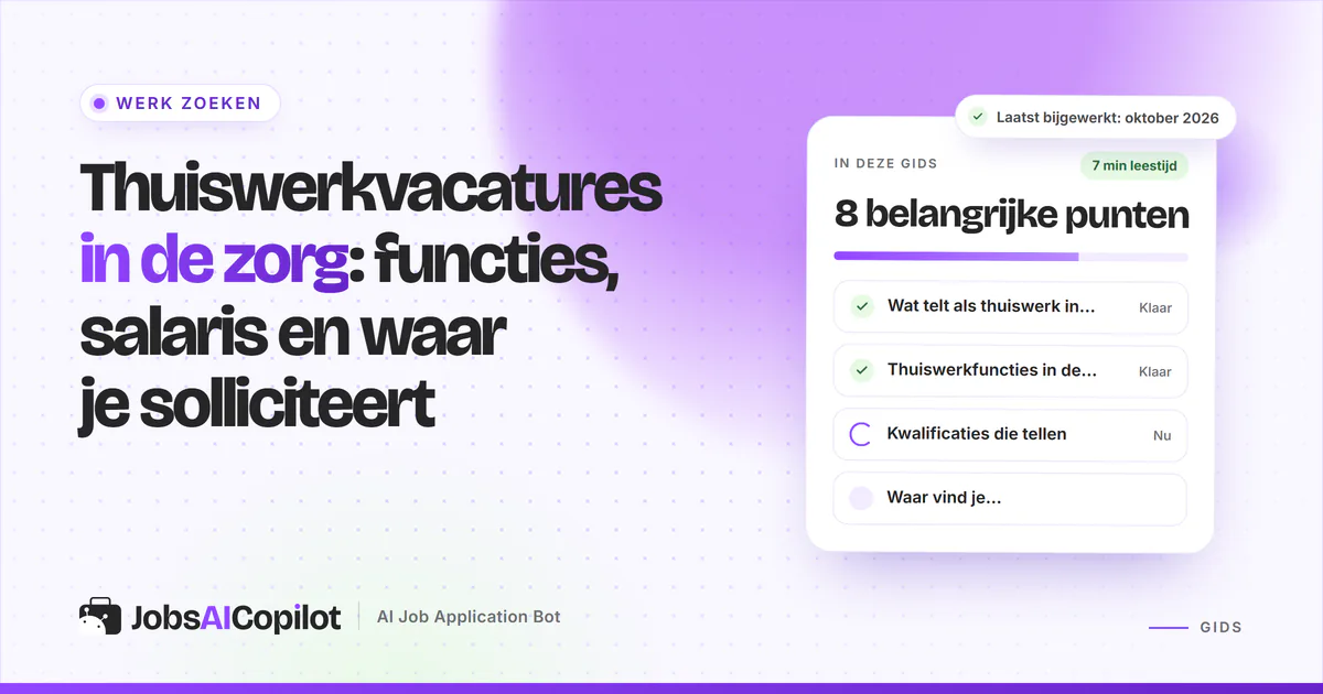 Thuiswerkvacatures in de zorg: vacatureradar met functies als telezorgverpleegkundige en medisch codeur op een cover