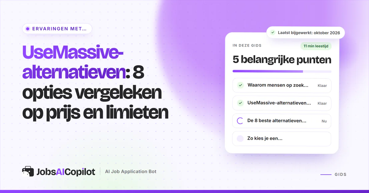 UseMassive-alternatieven 2026: acht AI-tools voor sollicitaties vergeleken op prijs en goedkeuringsopties