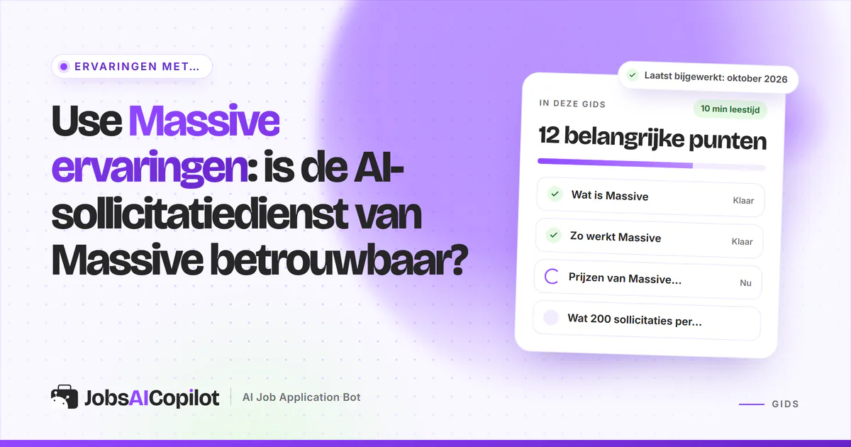 Use Massive ervaringen 2026: hoe de AI-sollicitatiedienst van Massive werkt, wat het kost en wat gebruikers melden