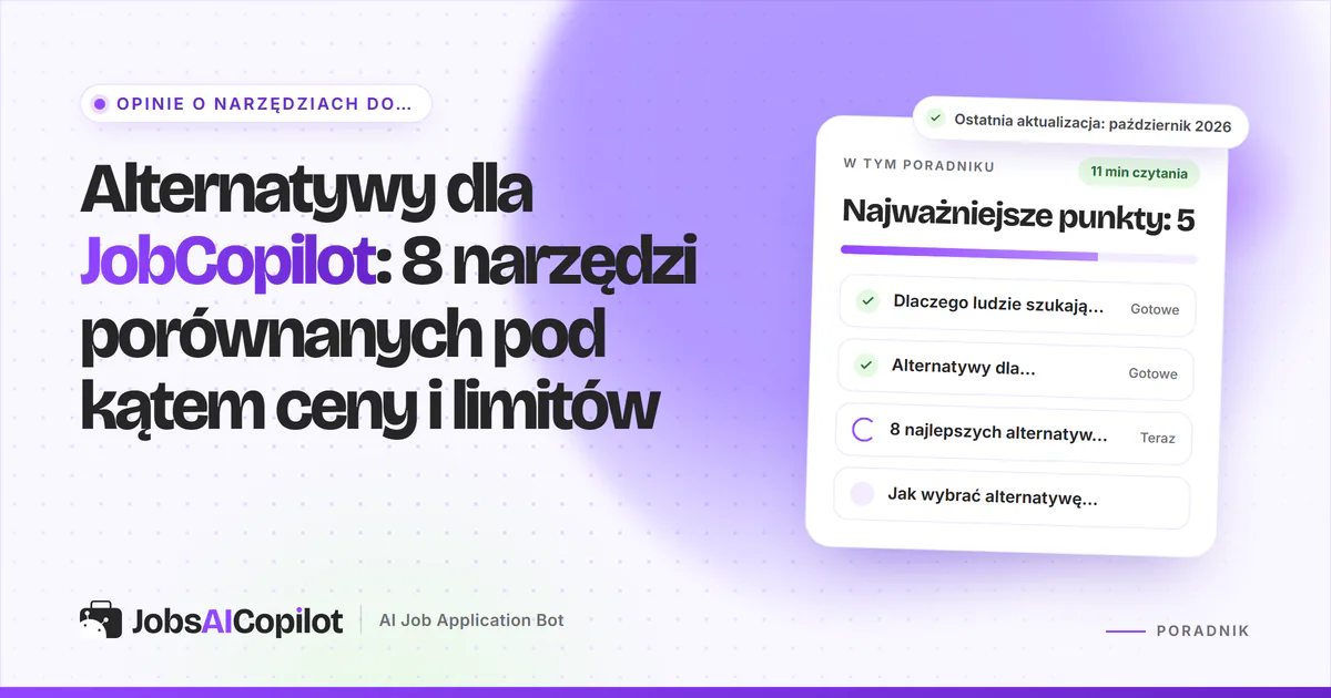 Alternatywy dla JobCopilot 2026: osiem narzędzi do automatycznego aplikowania porównanych pod kątem ceny i limitów