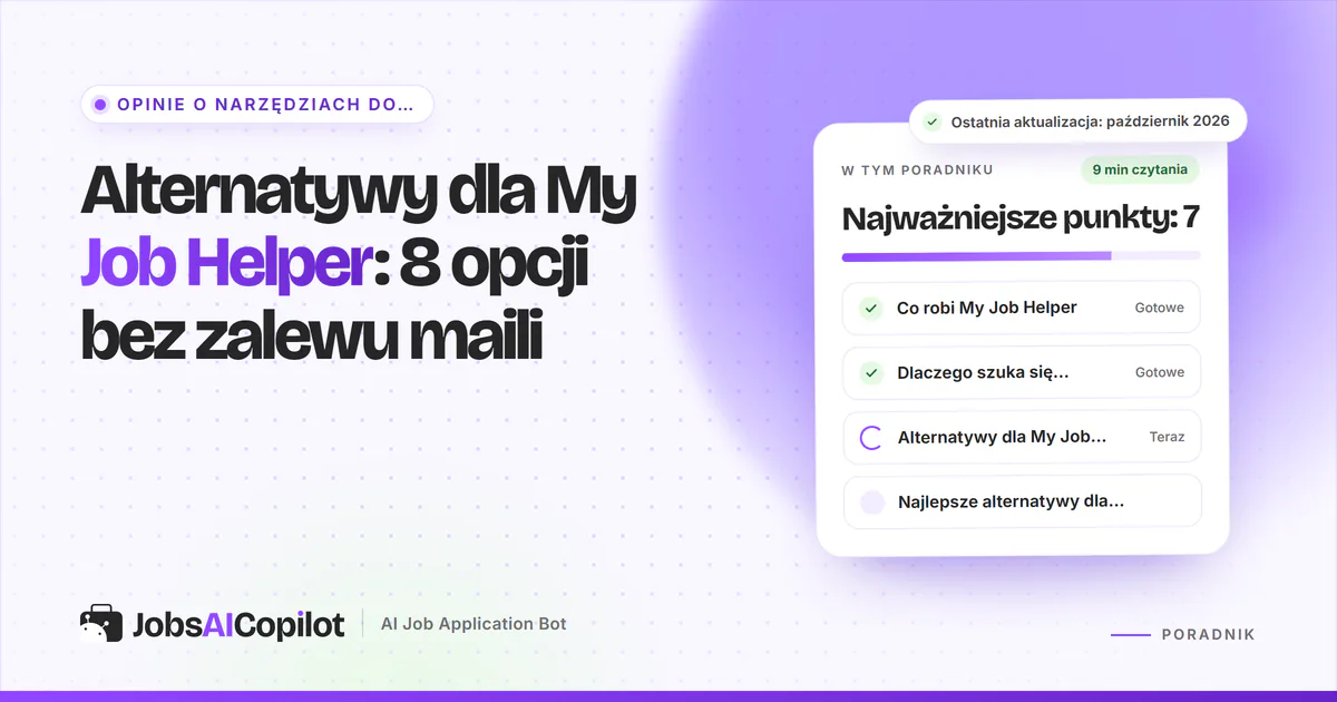 Alternatywy dla My Job Helper: JobsAICopilot, Indeed, LinkedIn Jobs i wyszukiwarka ofert Google na fioletowej okładce