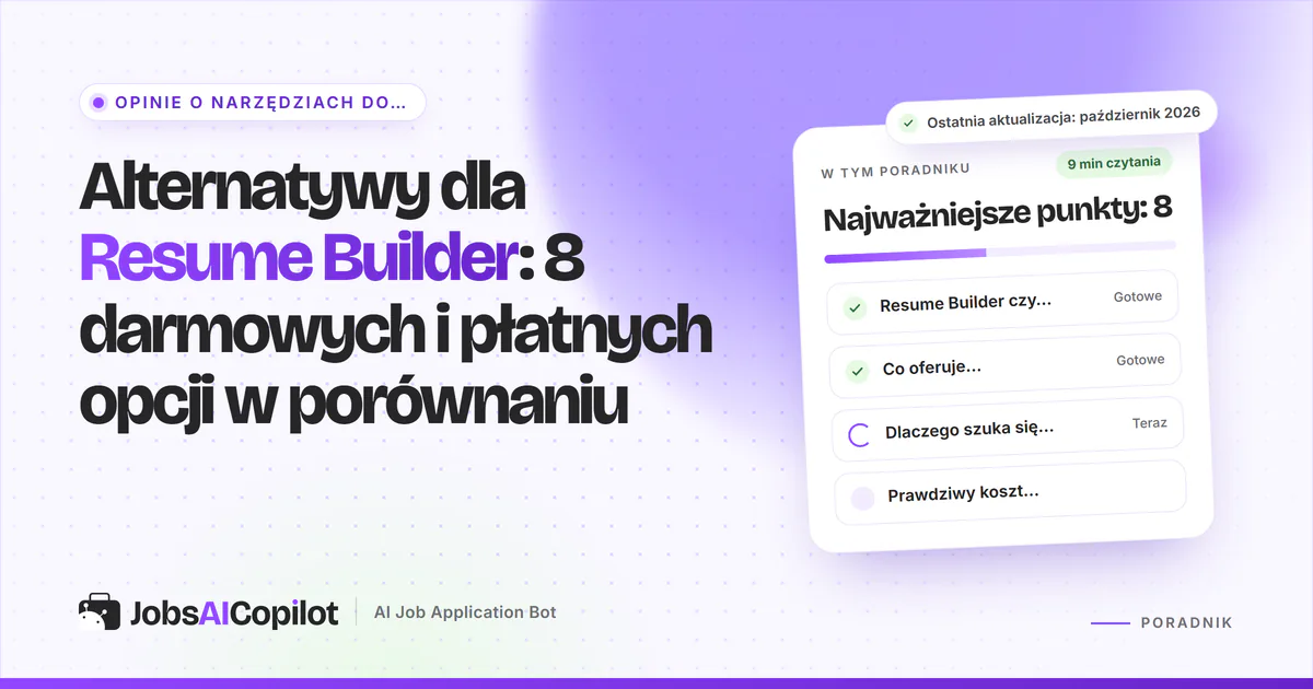 Lista alternatyw dla Resume Builder na okładce JobsAICopilot