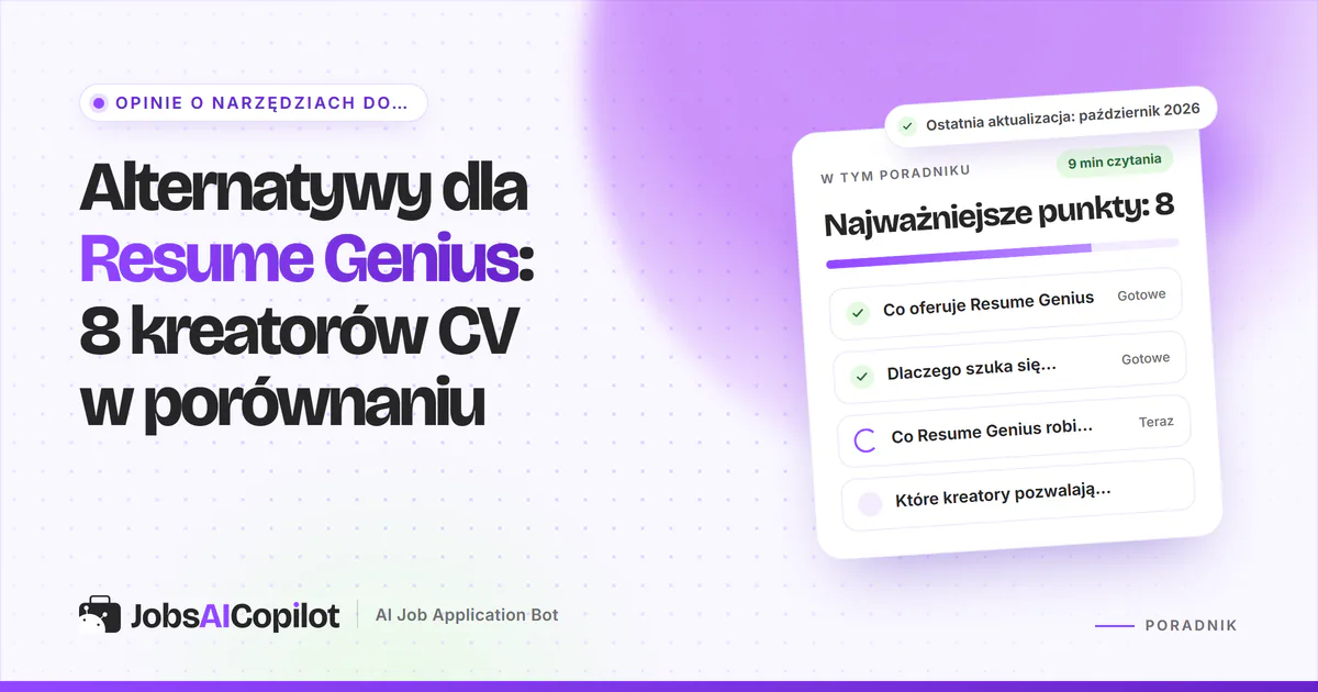 Lista alternatyw dla Resume Genius na okładce JobsAICopilot
