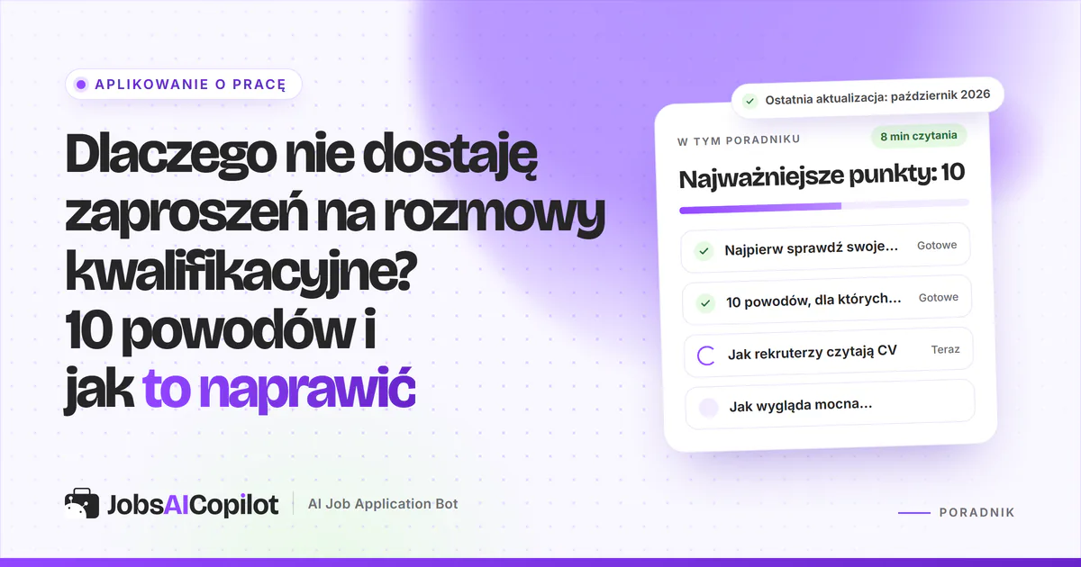 Osoba szukająca pracy przegląda listę powodów braku zaproszeń na rozmowy obok listy wysłanych aplikacji