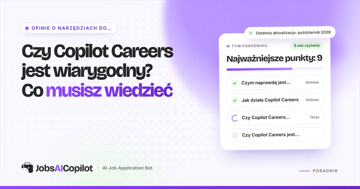 Karta weryfikacji Copilot Careers z opiniami użytkowników i porównaniem alternatyw na okładce JobsAICopilot