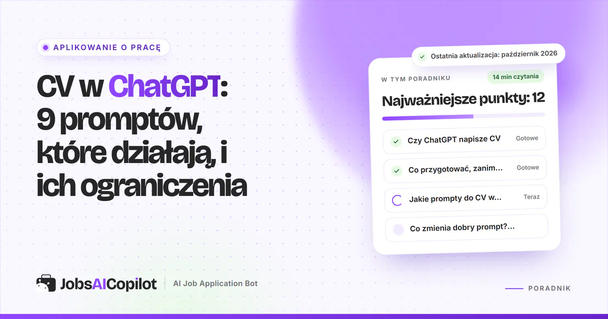 CV w ChatGPT: okno czatu obok jednostronicowego CV z liczbami oznaczonymi do sprawdzenia