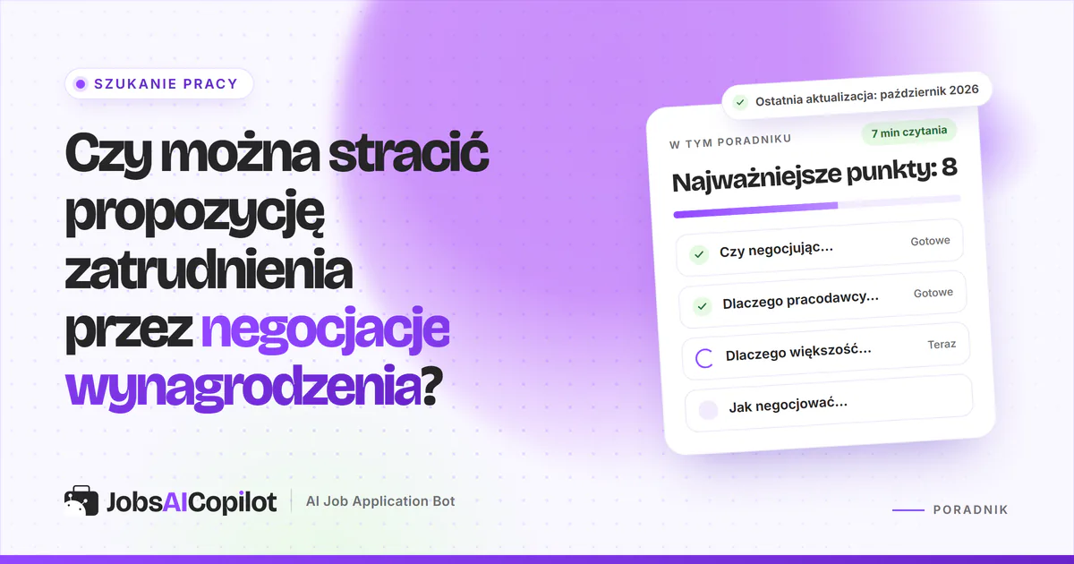 Czy można stracić propozycję zatrudnienia przez negocjacje wynagrodzenia: karta z listą kontrolną na fioletowej okładce