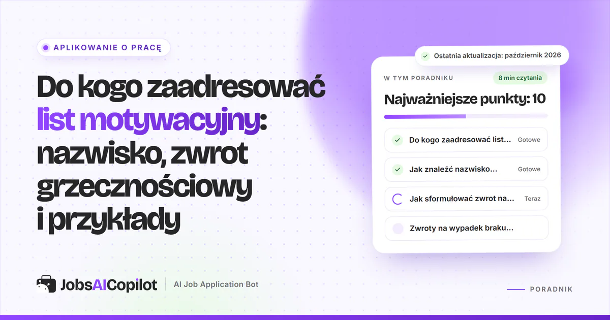 Do kogo zaadresować list motywacyjny: makieta listu z dopiskiem „Znane nazwisko menedżera” na fioletowej okładce