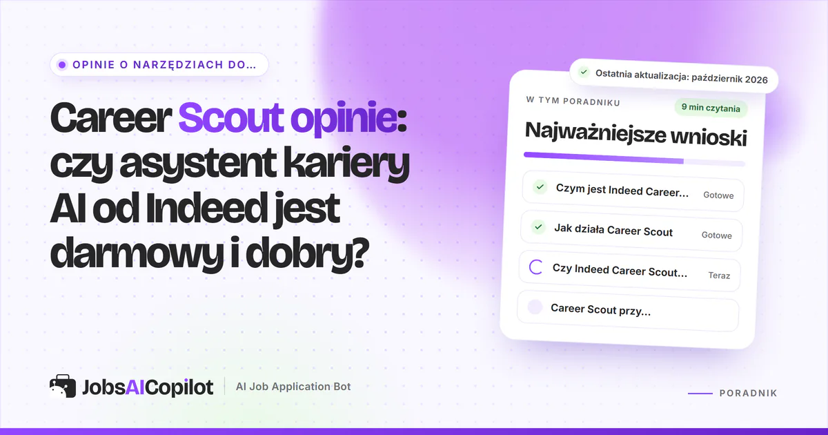 Indeed Career Scout opinie 2026: co robi darmowy asystent kariery AI, jakie ma ograniczenia i alternatywy