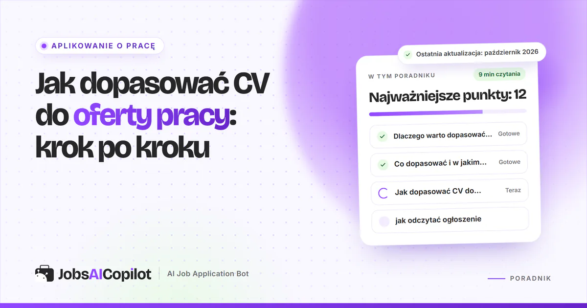 CV dopasowywane do oferty pracy: pasujące słowa kluczowe podświetlone w obu dokumentach