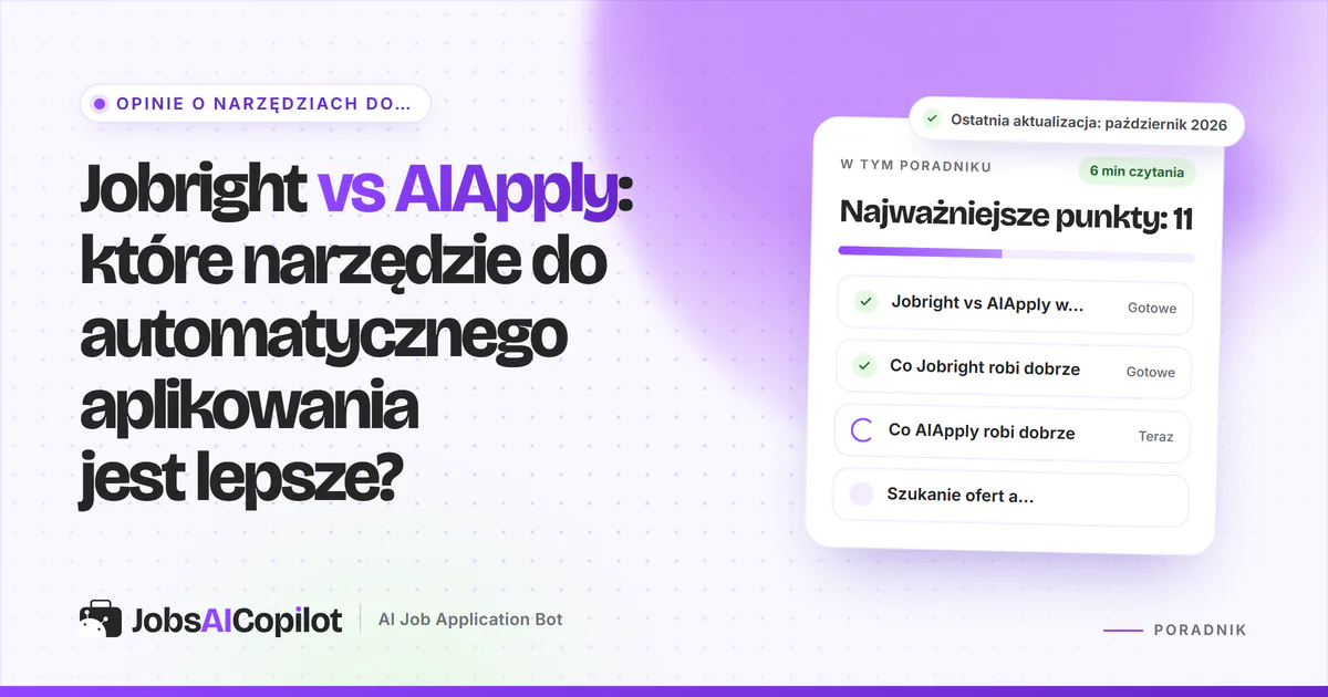 Karty porównania Jobright vs AIApply z plakietką VS na fioletowej okładce JobsAICopilot