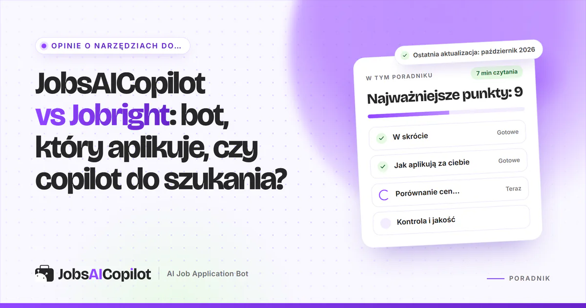 Okładka porównania JobsAICopilot vs Jobright: bot do automatycznego aplikowania kontra copilot do szukania ofert