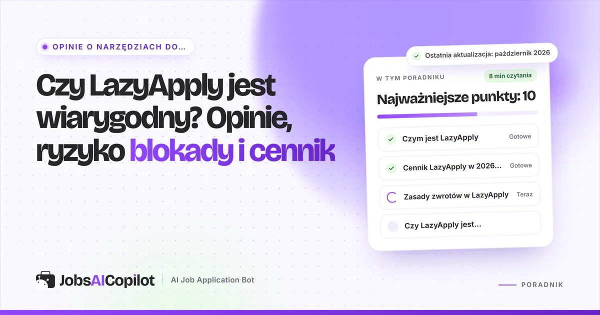 Karta weryfikacji LazyApply: najważniejsze funkcje, rozbicie cen i opinie użytkowników na fioletowej okładce