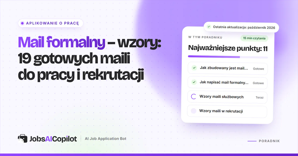 Laptop z roboczą wersją formalnego maila: temat, zwrot grzecznościowy, krótka treść i podpis