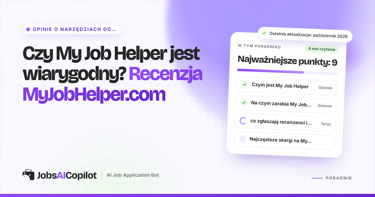 Karta weryfikacji My Job Helper: funkcje, porównanie alternatyw i odpowiedź, czy to wiarygodny serwis, czy oszustwo