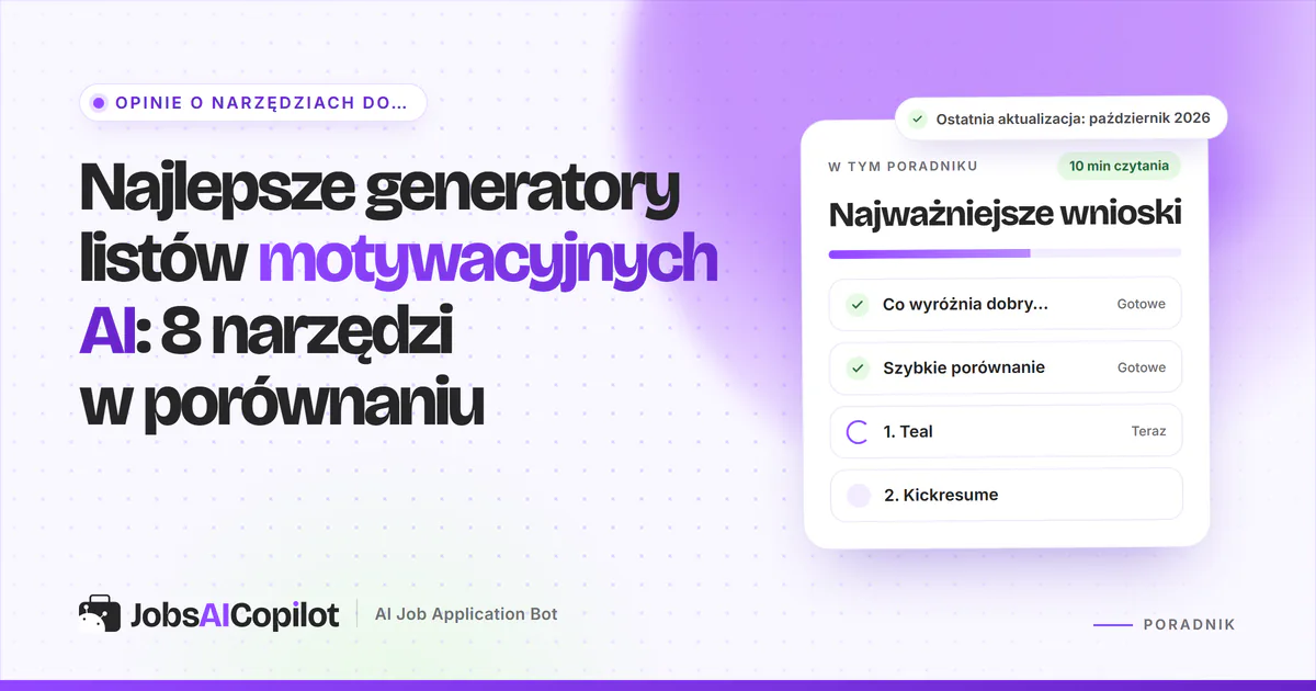 Osiem generatorów listów motywacyjnych AI porównanych pod kątem darmowego planu, ceny i dopasowania listu do oferty