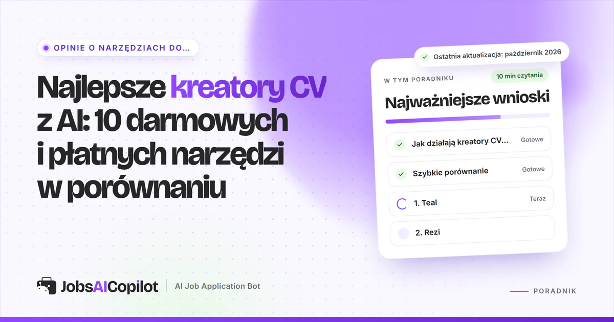 Porównanie dziesięciu kreatorów CV z AI i skanerów ATS z darmowymi planami i cenami startowymi na 2026 rok