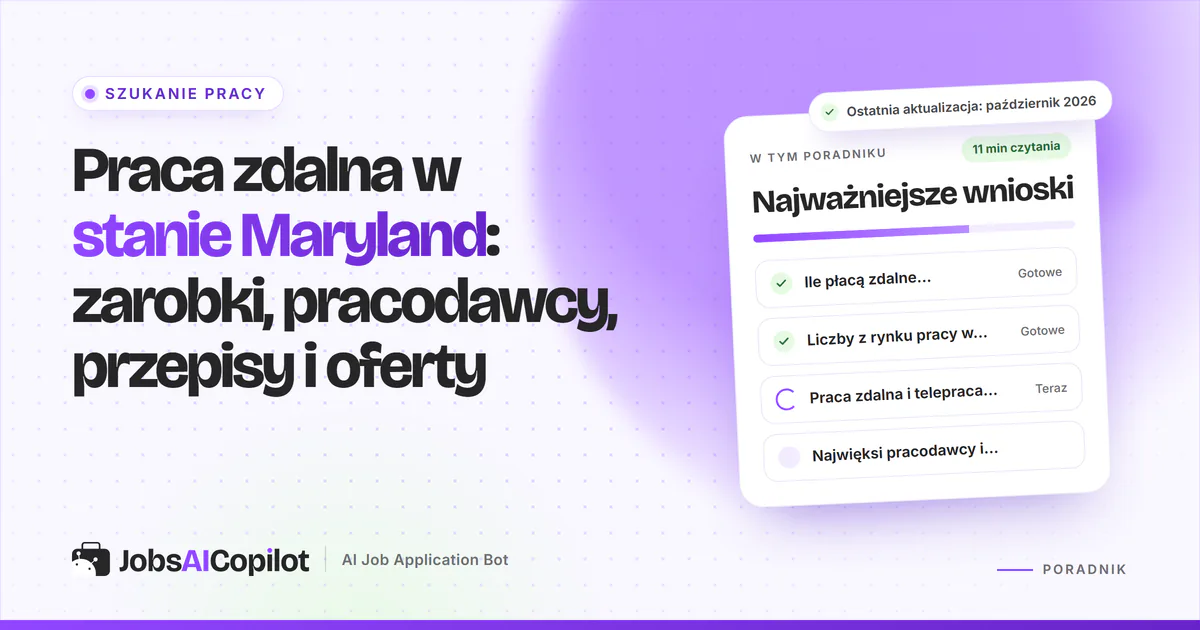 Praca zdalna w stanie Maryland: radar ofert dopasowujący stanowiska analityka cyberbezpieczeństwa i obsługi klienta