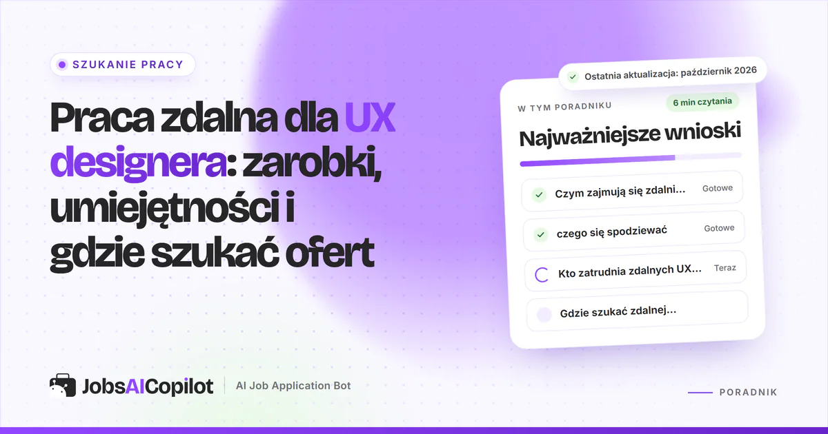 Praca zdalna dla UX designera: radar ofert dopasowujący stanowiska UX designera i UX researchera na okładce