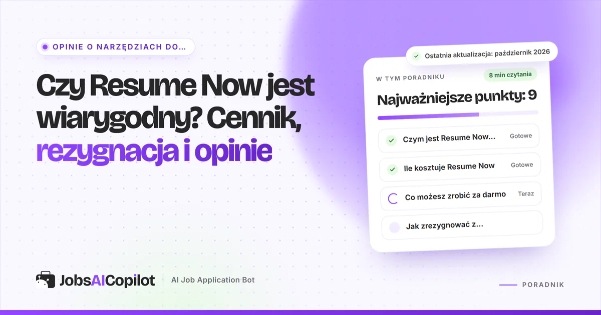 Karta weryfikacji Resume Now: najważniejsze funkcje, rozbicie cen i opinie użytkowników na fioletowej okładce