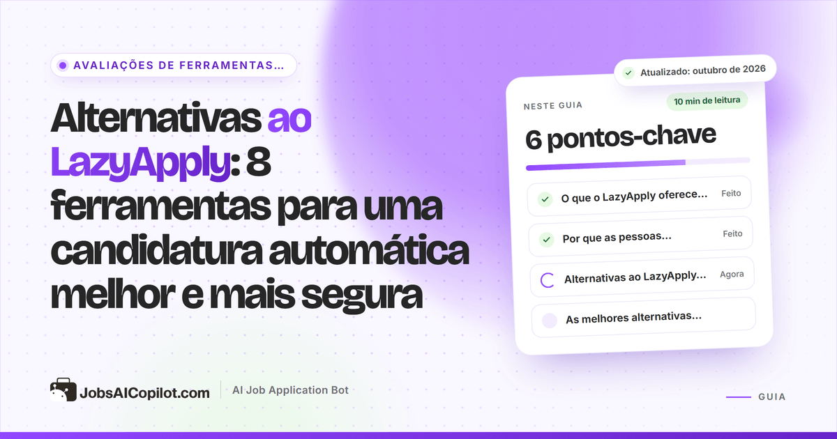 Alternativas ao LazyApply comparadas em preço, limite diário de candidaturas e controles de aprovação