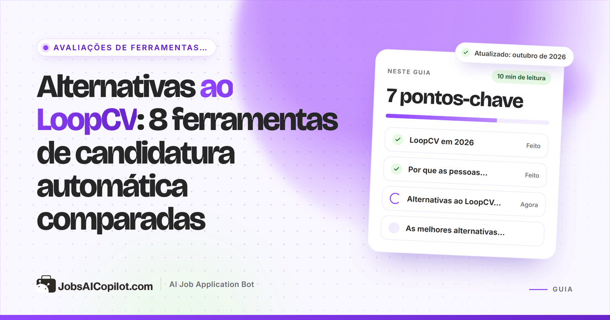 Alternativas ao LoopCV comparadas em preço, cotas de candidaturas e controles de aprovação