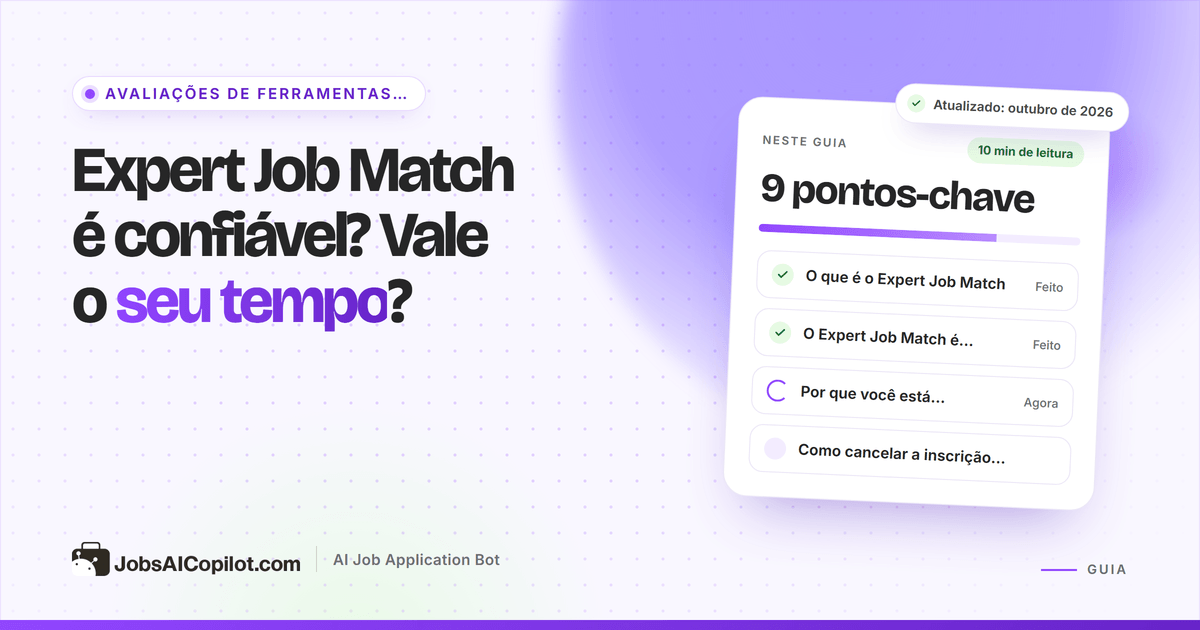 Expert Job Match é confiável? Avaliação do ExpertJobMatch.com, do uso de dados e de como cancelar a inscrição