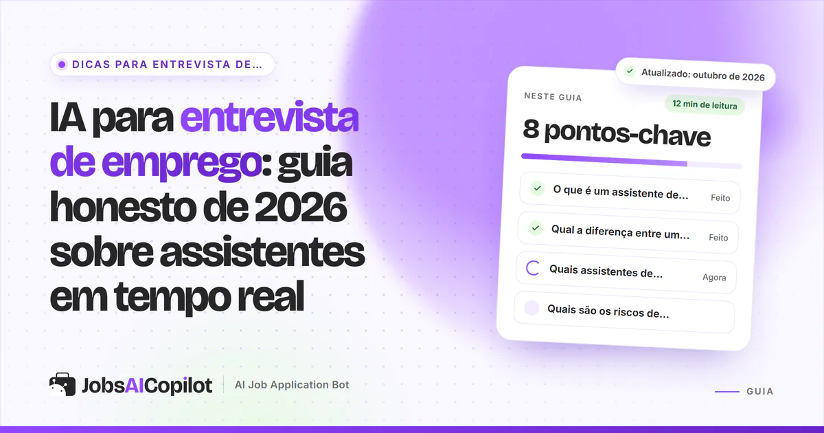 Candidato em entrevista por vídeo comparando um copiloto de IA ao vivo com a simulação de entrevista