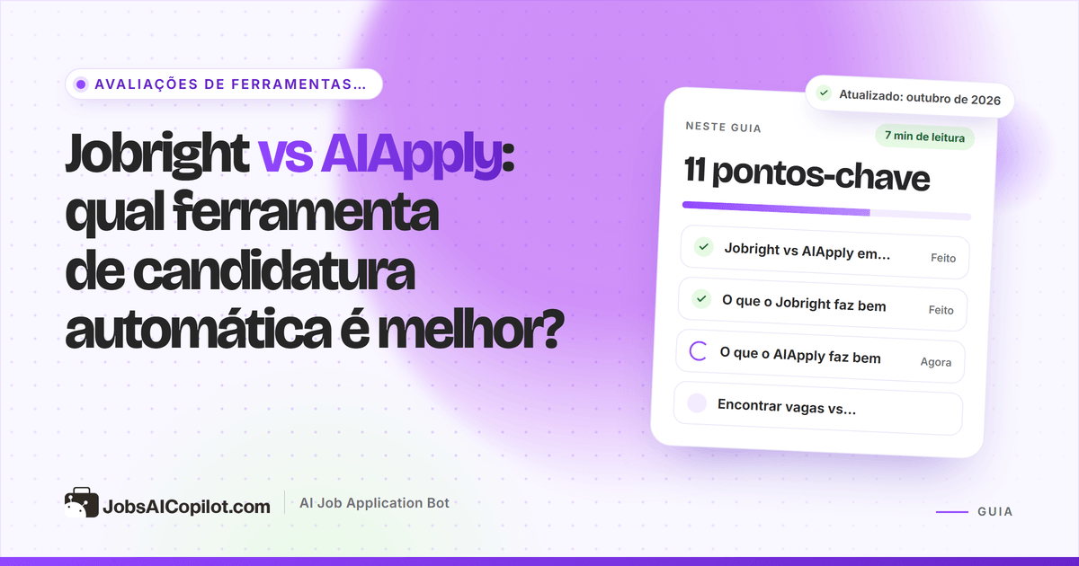 Comparativo entre Jobright e AIApply: vagas compatíveis, preenchimento automático e candidatura automática