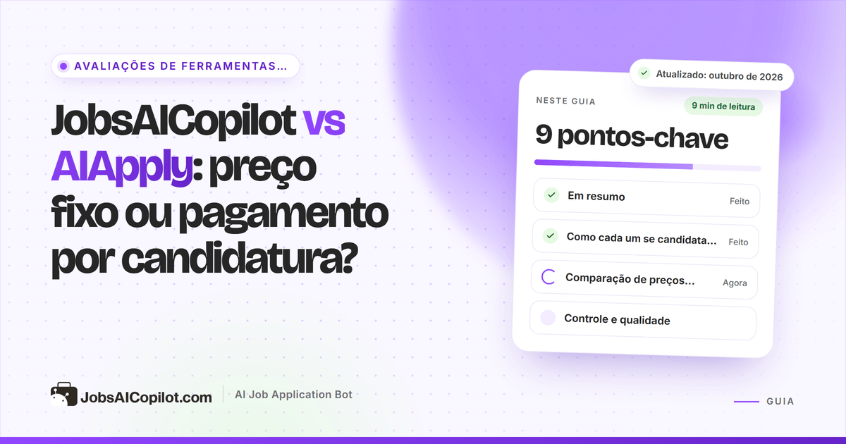 Capa JobsAICopilot vs AIApply contrastando um preço semanal fixo com créditos pagos por candidatura