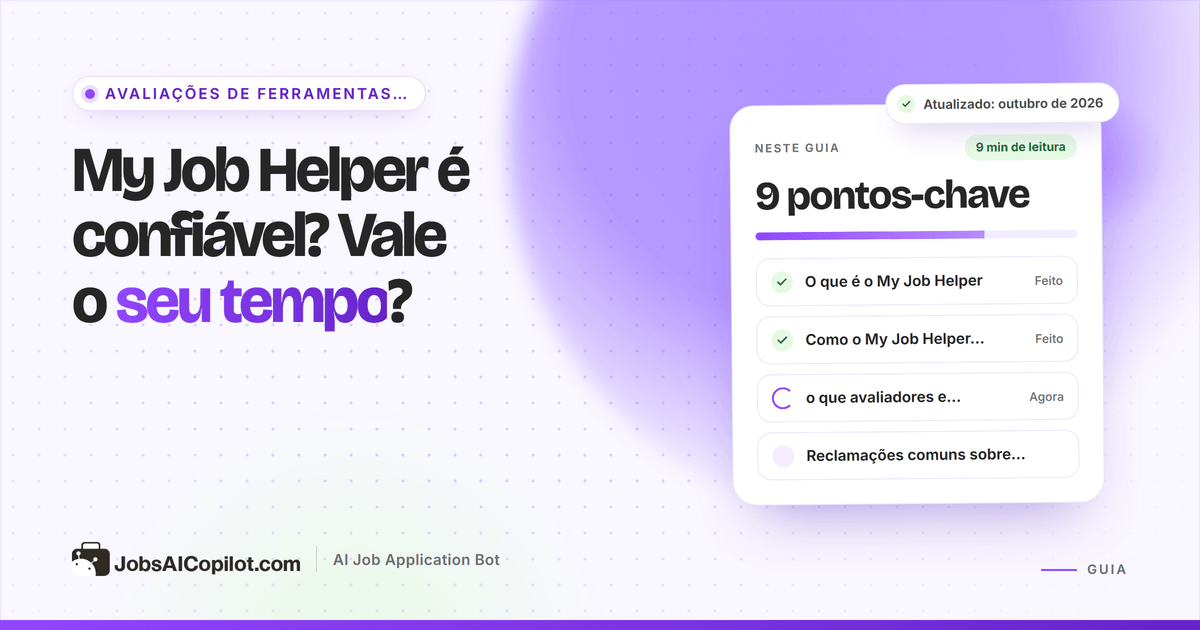 My Job Helper é confiável? Avaliação do MyJobHelper.com, dos alertas por e-mail e do uso de dados