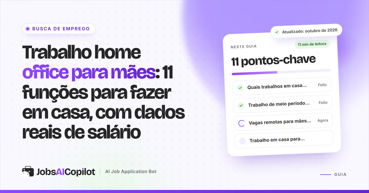 Trabalho home office para mães: notebook e caderno sobre a mesa da cozinha em uma capa do JobsAICopilot