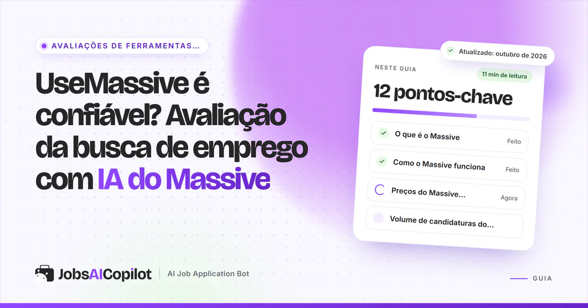 Avaliação do Use Massive 2026: como funciona o serviço de candidatura com IA do Massive, custo e avaliações de usuários