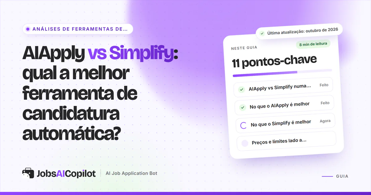 Capa AIApply vs Simplify com os pontos-chave: comparação rápida, onde cada um é melhor e preços lado a lado