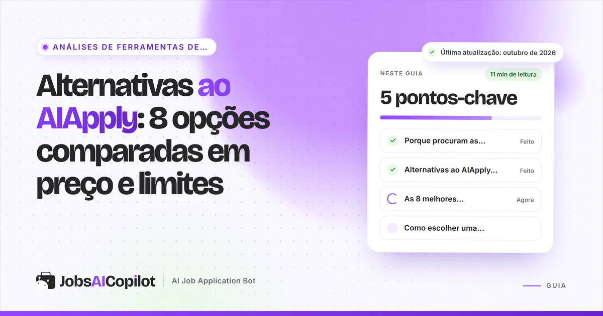 Capa «Alternativas ao AIApply» com os pontos-chave: porque mudar, comparação rápida e as 8 melhores opções
