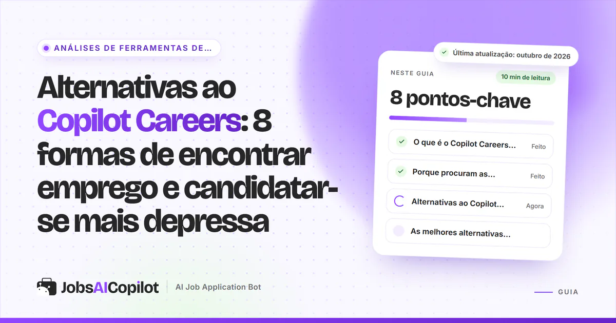 Capa «Alternativas ao Copilot Careers» com os pontos-chave: o que é, porque mudar e as melhores opções