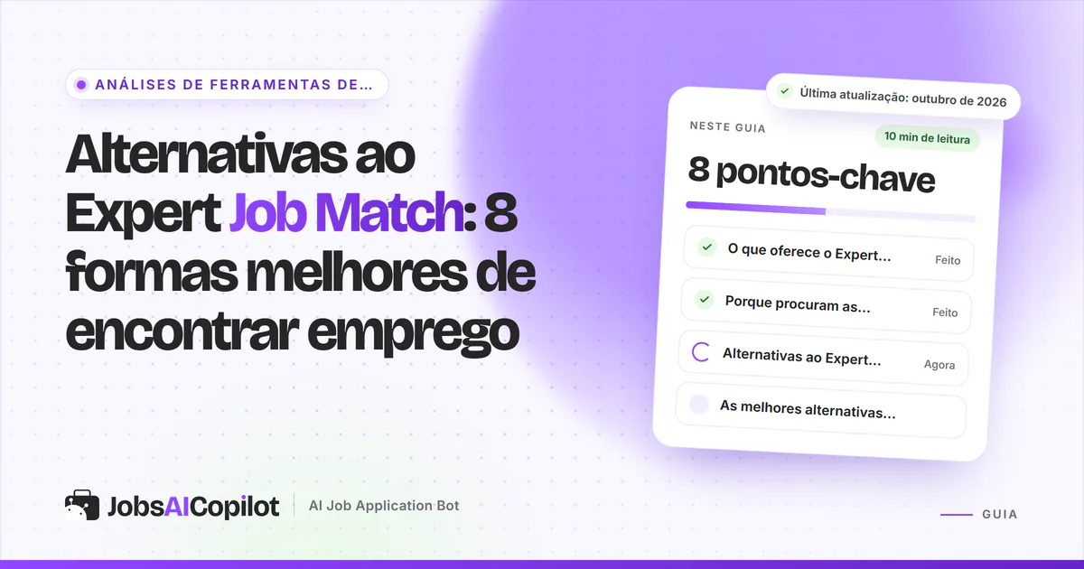 Capa «Alternativas ao Expert Job Match» com os pontos-chave: o que oferece, porque mudar e as melhores opções