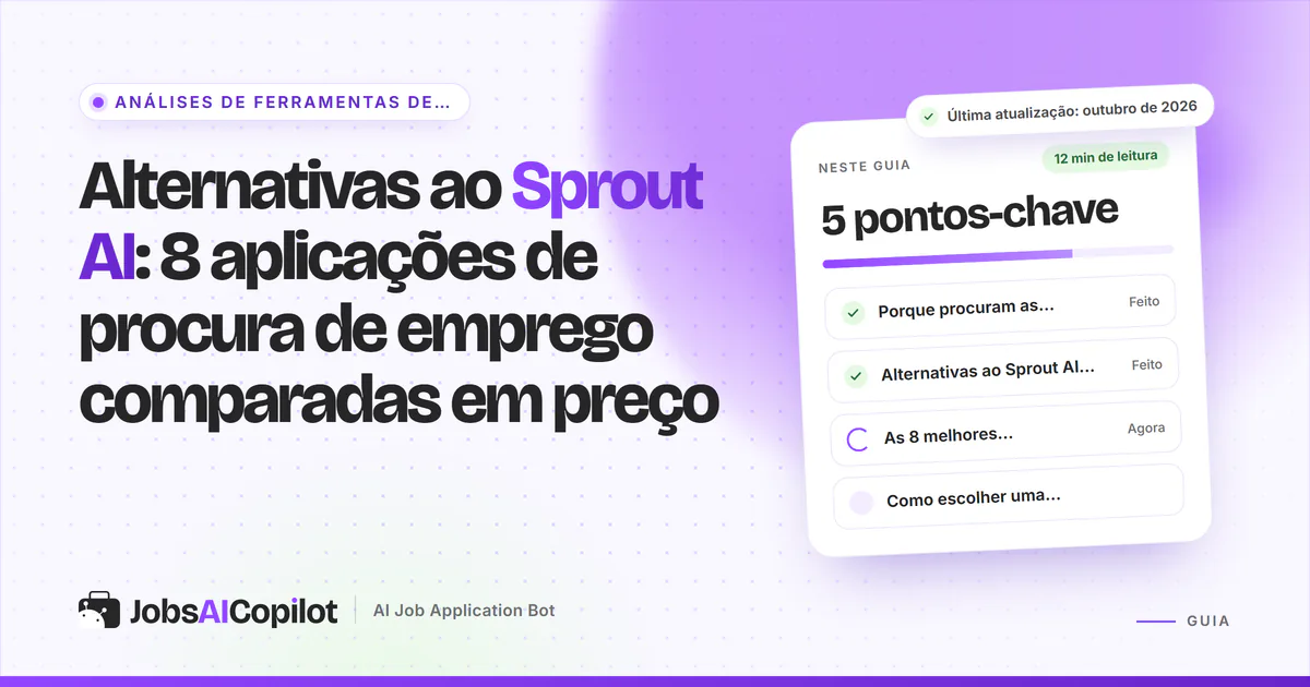 Alternativas ao Sprout AI: oito ferramentas de candidatura comparadas em preço por candidatura, numa capa violeta