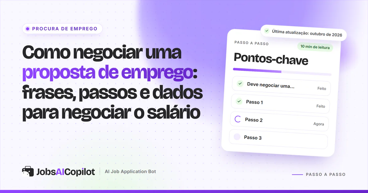 Capa passo a passo para negociar uma proposta de emprego: pedir por escrito, estudar o mercado e fazer a contraproposta