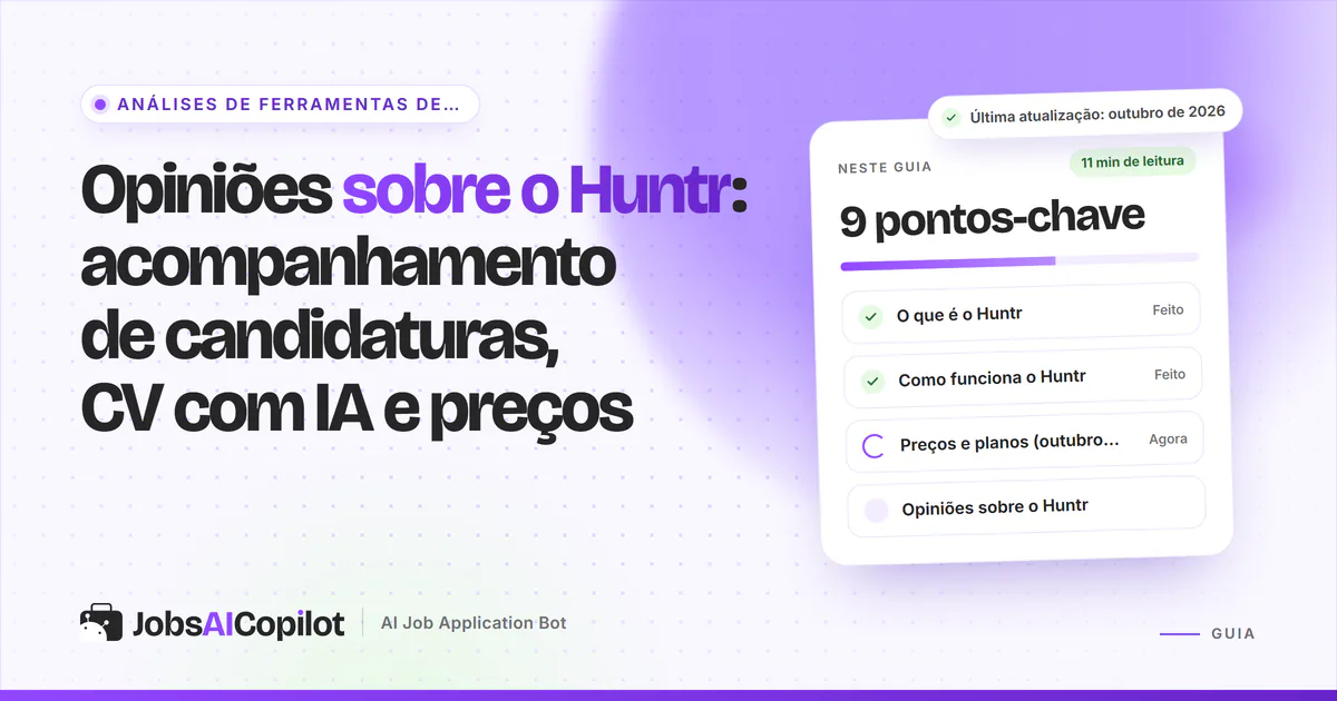 Capa de análise do Huntr com os pontos-chave: o que é, como funciona, preços e opiniões de utilizadores