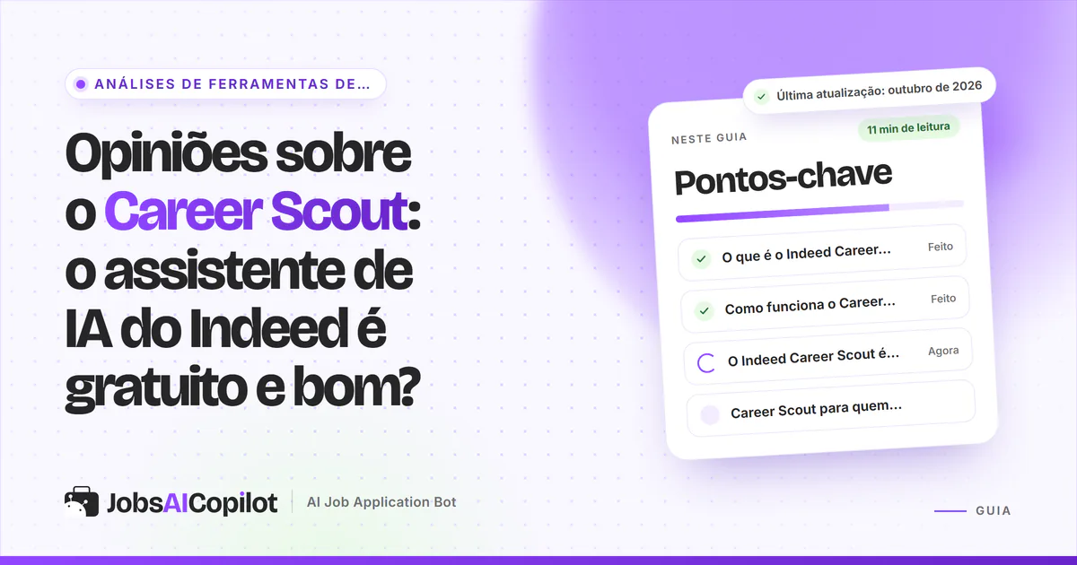 Capa de análise do Indeed Career Scout com os pontos-chave: o que é, como funciona, se é gratuito e privacidade