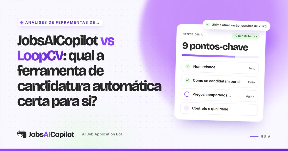Capa JobsAICopilot vs LoopCV com os pontos-chave: preços, limites diários vs mensais e controlo de revisão