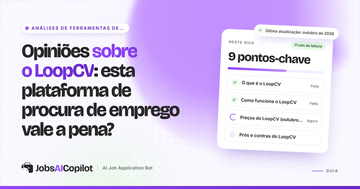 Capa de análise do LoopCV com os pontos-chave: o que é, como funciona, preços e prós e contras